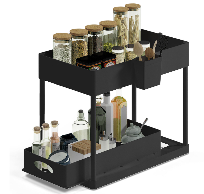 Under Sink Organizer with 2 Tier Sliding Drawers - Bathroom Cabinet Organizer